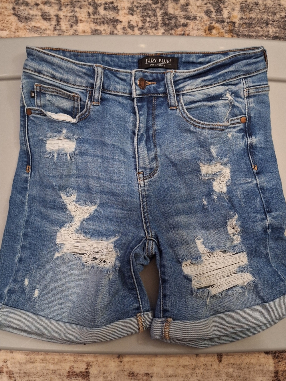 Judy Blue Denim Shorts. High Rise. Sz M. Measurements In Pics.